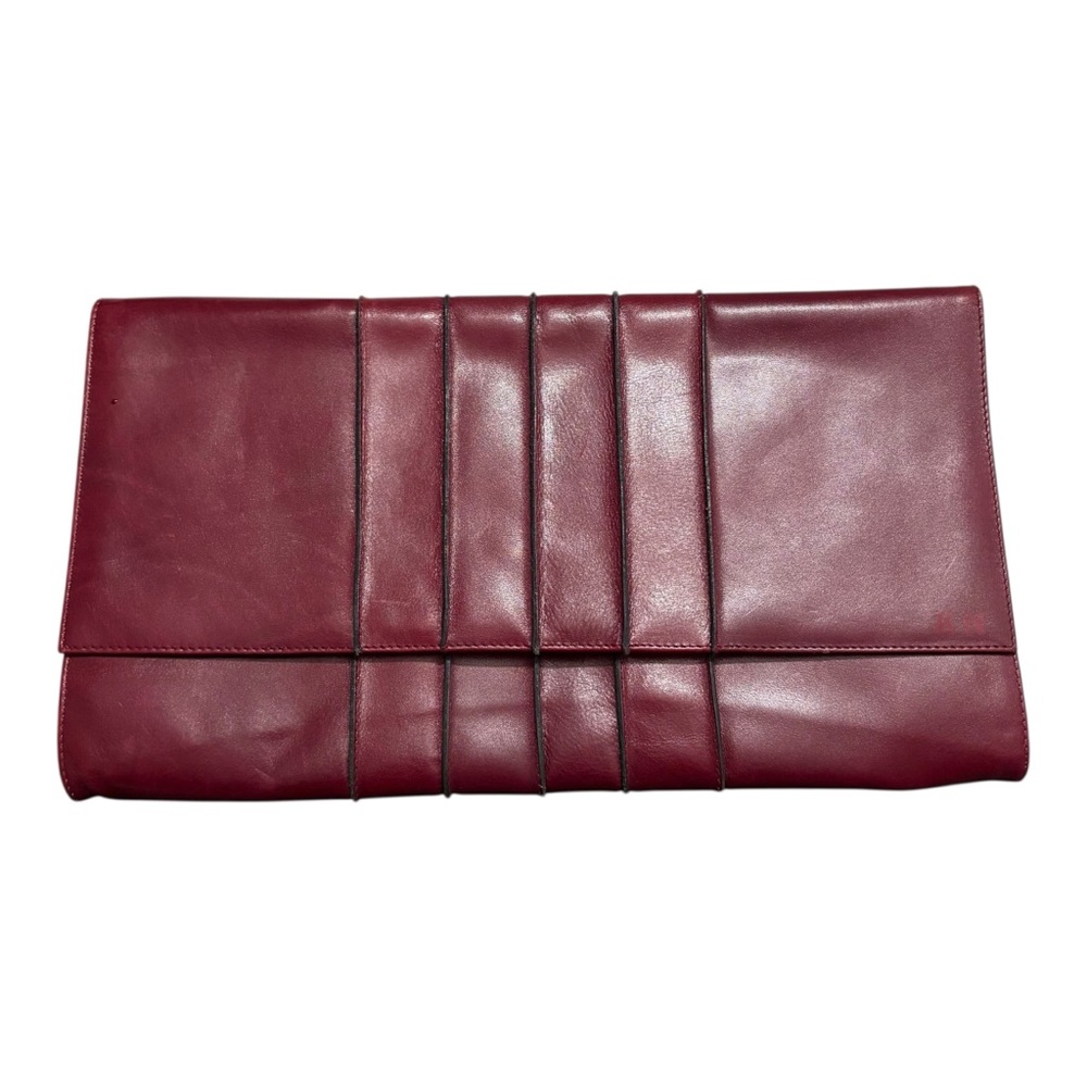 Vintage 1970s LACAVERA Burgundy Leather Clutch Purse Rare